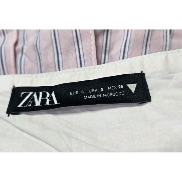 ZARA Striped Wrap Front Cotton Skirt Skorts Size Small - Picture 6 of 8